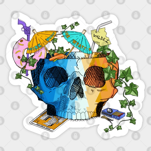 Tiki Skull - Blank Sticker by PurgatoryArchaeologicalSurvey